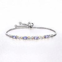 1.81 Carat Genuine Tanzanite and White Topaz .925 Sterling Silver Bracelet