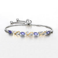 1.79 Carat Genuine Tanzanite and White Topaz .925 Sterling Silver Bracelet