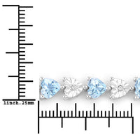 7.64 Carat Genuine Blue Topaz and White Diamond .925 Sterling Silver Bracelet