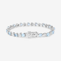 7.64 Carat Genuine Blue Topaz and White Diamond .925 Sterling Silver Bracelet