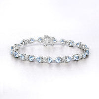 7.36 Carat Genuine Aquamarine and White Diamond .925 Sterling Silver Bracelet