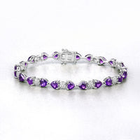9.56 Carat Genuine Amethyst and White Diamond .925 Sterling Silver Bracelet