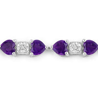 9.56 Carat Genuine Amethyst and White Diamond .925 Sterling Silver Bracelet