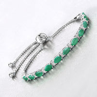 4.98 Carat Genuine Emerald and White Topaz .925 Sterling Silver Bracelet
