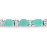 4.98 Carat Genuine Emerald and White Topaz .925 Sterling Silver Bracelet
