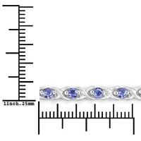 0.91 Carat Genuine Tanzanite .925 Sterling Silver Bracelet