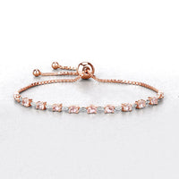 1.38 Carat Genuine Morganite and White Diamond .925 Sterling Silver Bracelet
