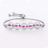 1.65 Carat Genuine Ruby and White Diamond .925 Sterling Silver Bracelet