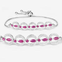 1.65 Carat Genuine Ruby and White Diamond .925 Sterling Silver Bracelet