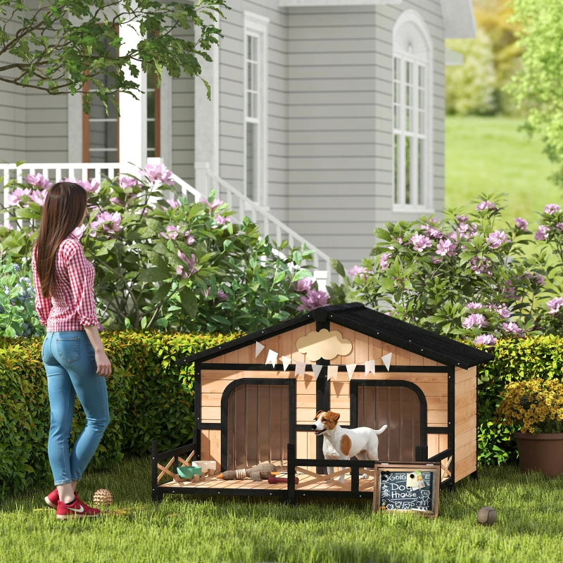 Dog House Outdoor, Wooden Dog Kennel Weatherproof With Porch, Openable Roof, Multiple Packages Shipped. Please Pay Atten