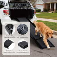 Dog Ramp For Car 65x17 Large Folding Pet Stair Ramps For Truck, SUV, With Non-Slip Surface, Up To 250LBS, Outdoor Dog Ca