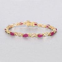 5.00 Carat Genuine Ruby 10K Yellow Gold Bracelet