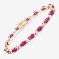 8.00 Carat Genuine Ruby 10K Yellow Gold Bracelet