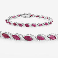 7.78 Carat Genuine Ruby and White Diamond 10K White Gold Bracelet