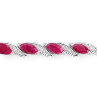 7.78 Carat Genuine Ruby and White Diamond 10K White Gold Bracelet