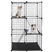 3 Tier Cat Playpen Cage Metal Indoor Cat House Detachable Kitten House with 3 Doors 2 Ladders Large Cat Exercise Place f