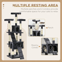 68-inch Multi-Level Cat Scratching Tree Kitty Activity Center Post Tower Condo Pet Furniture w/ Toy Charcoal Grey