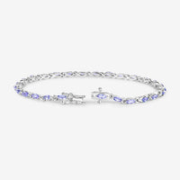 3.78 Carat Genuine Tanzanite .925 Sterling Silver Bracelet