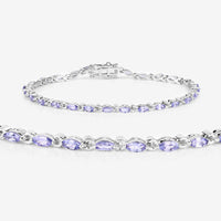 3.78 Carat Genuine Tanzanite .925 Sterling Silver Bracelet