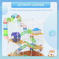 5 Tiers Hamster Cage Portable Animal Travel Carrier w/ Exercise Wheels Tube, Orange