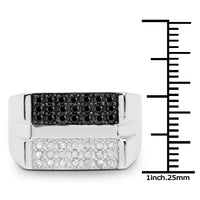 0.64 Carat Genuine Black Diamond and White Diamond .925 Sterling Silver Ring