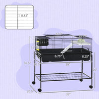 Two-Story Small Animal Cage Removable from Stand, Guinea Pig Cage with Shelf & Wheels, Pet Habitat for Hedgehog, Chinchi