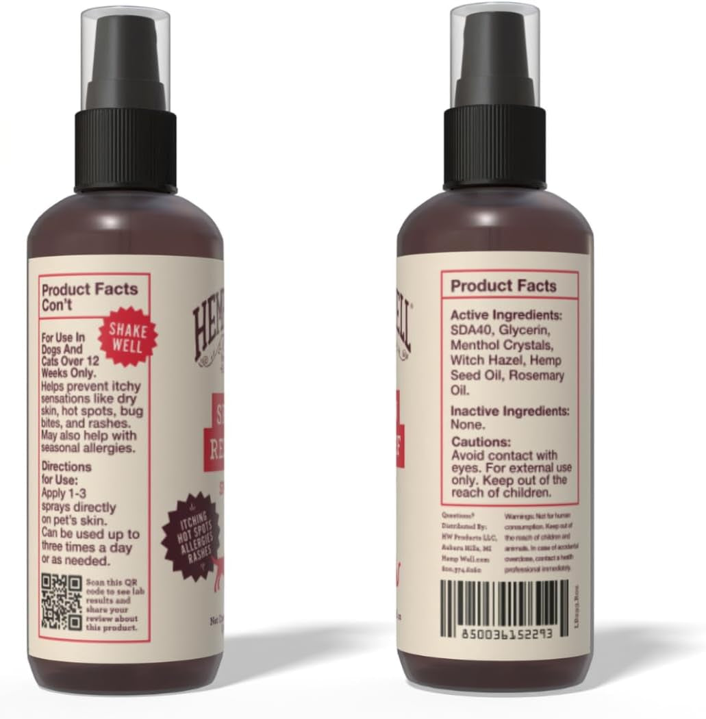 Hemp Itch Relief Spray for Dogs & Cats Skin Soothing Support