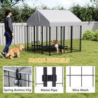 Outdoor Dog Kennel with Roof, 6 x 6 x 6 Heavy Duty Welded Wire Dog Playpen Enclosure with Escape-proof Lock