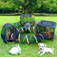 Portable Cat Enclosure - 7-in-1 Outdoor Catio with Tent & Tunnel, Foldable Playpen for Indoor Cats, Includes Storage Bag