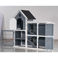 Large Outdoor Chicken Coop Cage Weatherproof 2-Story Chicken Coop Rabbit Hutch, Wooden Indoor Outdoor Pet House With No-
