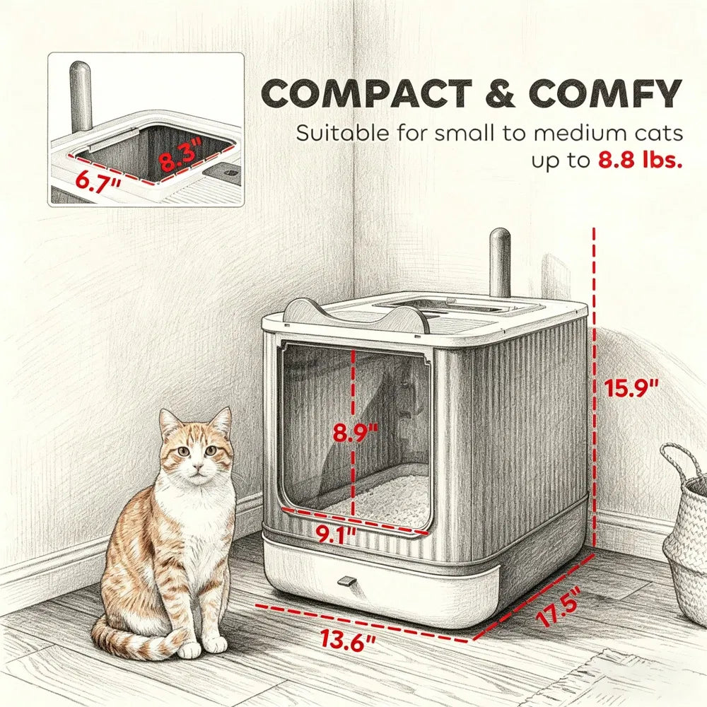 Cat Litter Box with Adjustable Front 17.5 Inches X 13.6 Inches X 15.9 Inches