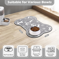 Dog Cat Food Mat,Rapid Absorbent Pet Feeding Mat, Bone Shaped Dog Placemat Water Bowl Mat With Rubber Backing,No Stains 