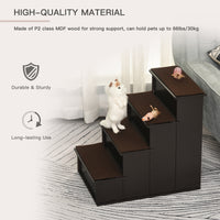 Pet Stairs, Small Pet Steps with Cushioned Removable Covering for Dogs and Cats Up To 22 lbs, Brown