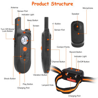 1Pc 984FT Dog Training Collar IP65 Waterproof Pet Beep Vibration Electric Shock Collar 3 Channels Rechargeable Transmitt