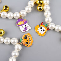 3pcs Pearl Necklace For Pets Halloween Decoration Cat Necklace Puppy Dog Bell Neck Ornament