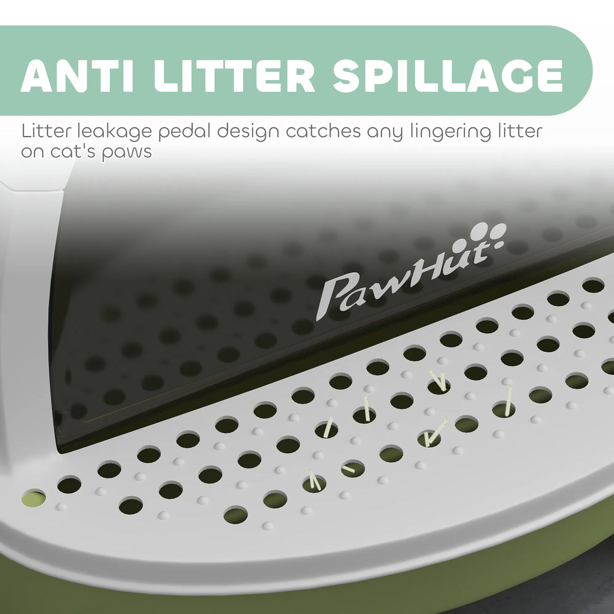 Cat Litter Box with Lid, Front Door Flap, Scoop, Handle, Easy Clean, for Small and Medium Cats, Green