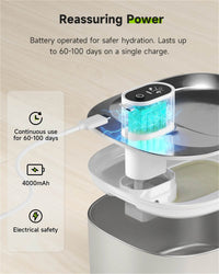 4L Wireless Cat Water Fountain - Auto Sensor Pet Drinking Fountain with Battery | Stainless Steel Cordless Water Dispenser for Dogs & Cats - BIG FRENCHIES