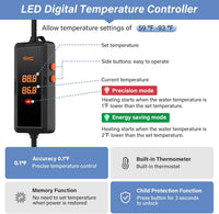 Hygger Aquarium Heater 200W/300W/500W with Smart Temperature Control