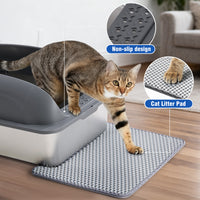Stainless Steel Cat Litter Box With Lid, Large Cat Litter Box For Big Cats, Scoop And Mat Included