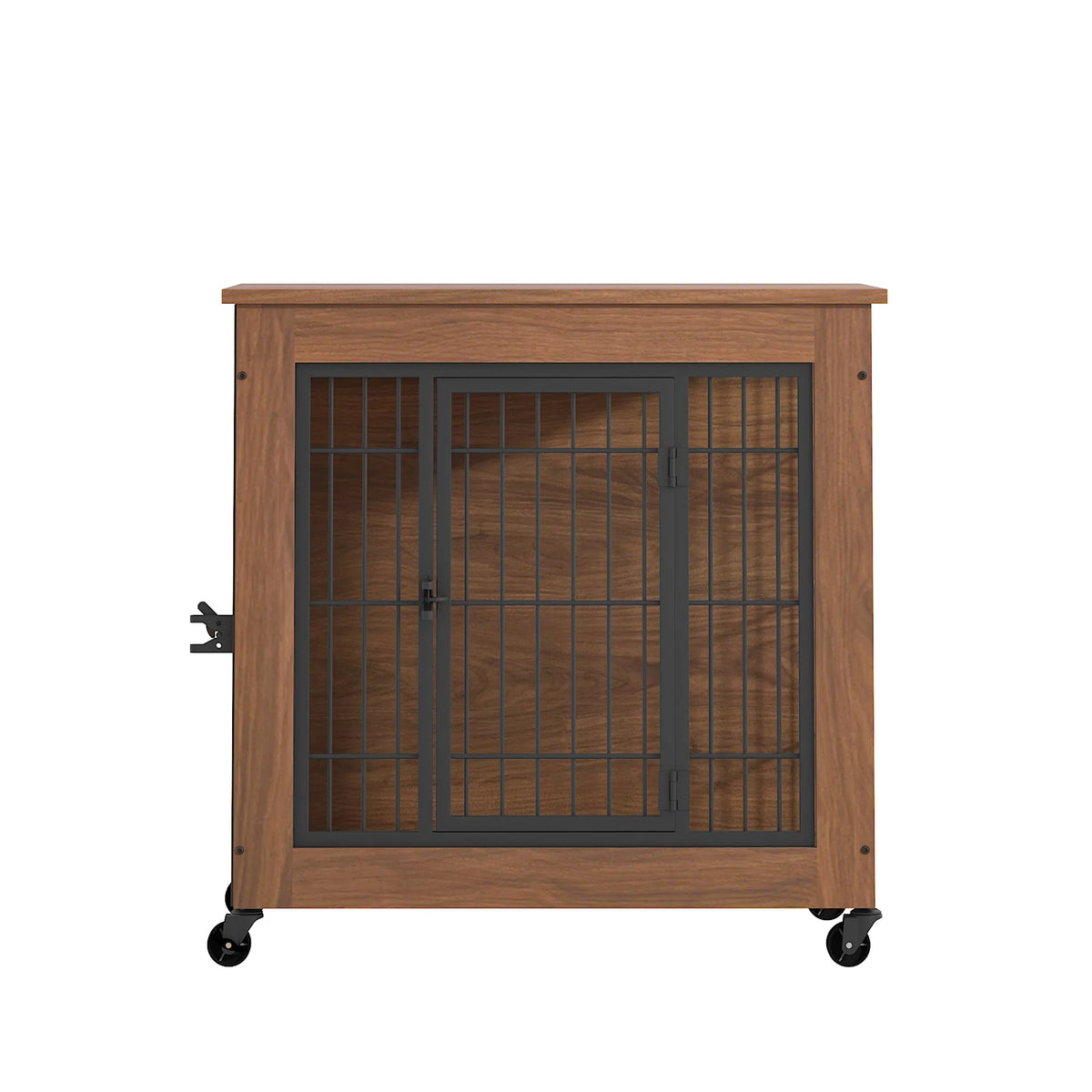 27.2" Dog Crate Furniture with Wheels for Small Dogs, Heavy Duty Dog Kennel Indoor with 2 Doors, Wooden Pet Cage End Tab