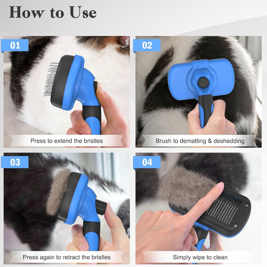 Swihauk Self Cleaning Slicker Brush Skin Friendly Deshedding Grooming Tool For Dogs Cats Suitable For Shedding Haired Pe