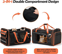 Extra Large Cat Carrier Expandable 2 Cats Travel Carrier with Litter Box