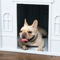 Plastic Dog House for Medium and Small Dogs, Water Resistant Puppy Shelter Indoor Outdoor with Door, Easy to Assemble, B