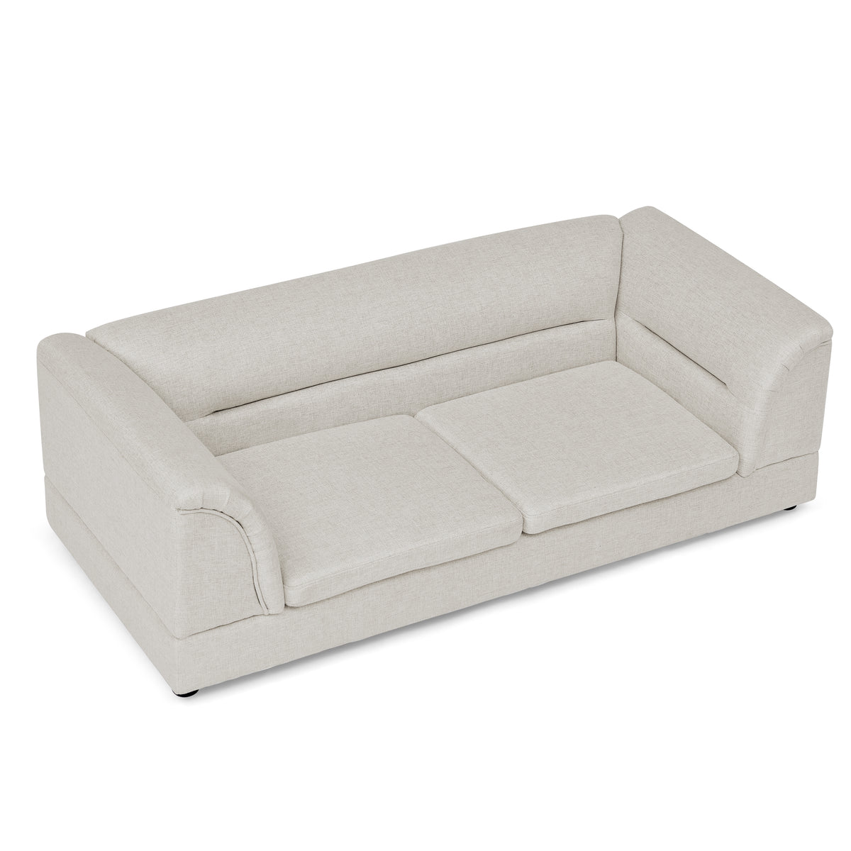 Oversized Pet Sofa, Curved Armrest Rectangular Dog Sofa, Linen Fabric Comfort Pet Couch for Large & Oversized Dogs-Beige