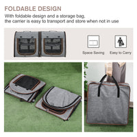 39" Portable Soft-Sided Cat Carrier, Cat Kennel, Travel Dog Crate with Divider, Two Compartments, Soft Cushions & Storag