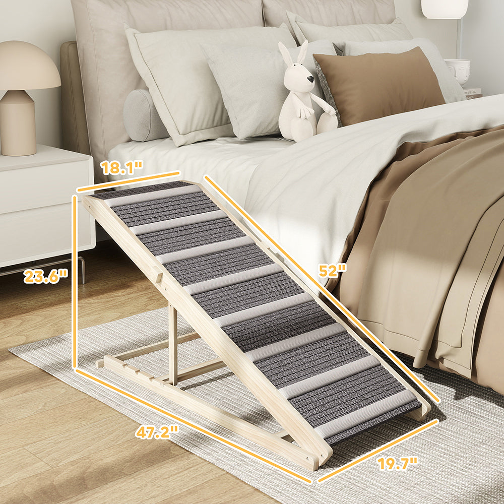 Dog Ramp For Couch, 4 Adjustable High-traction Carpet And Crossbars Foldable Pet Ramp For Small To Large Dog