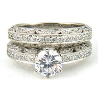 .54ct Antique Style Engagement Ring Set 18KT White Gold