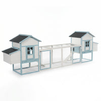 Large Wooden Chicken Coop with Double Nesting Boxes, Outdoor Walk-In Chicken Run with Waterproof Asphalt Roof, Fir Wood 
