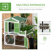 49" Small Chicken Coop Hen House with Garden Space, Chicken House Outdoor Run Cage with Weather Protection, 2-4 Birds, G