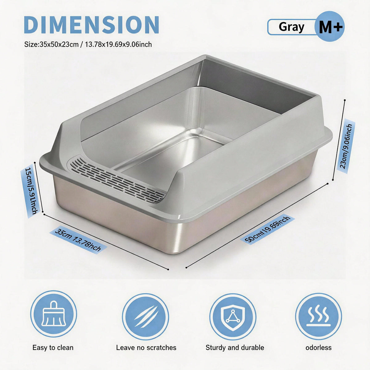 Stainless Steel Cat Litter Box, Large Open Top Litter Box With Anti Splash High Sides, Anti Tracking Pedal, Easy To Clea